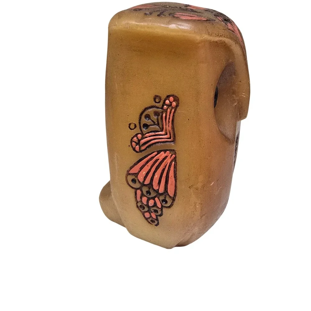 Vintage Hallmark Owl Candle Handcrafted Mexico Brown Pink Figural Decorative Wax